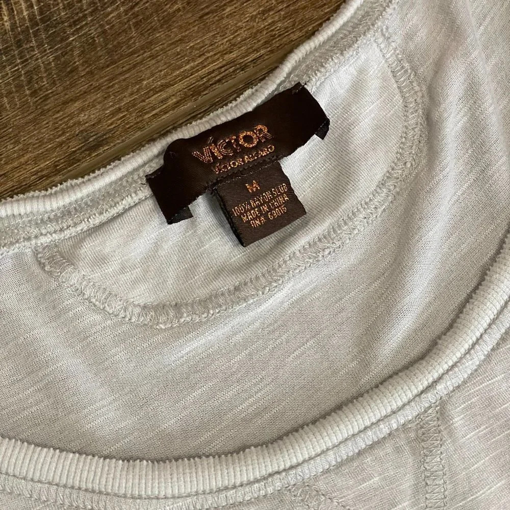 Victor Alfaro Medium Gray Half Sleeve Flowy Burnout Top - Picture 4 of 5